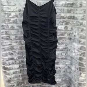 BCBG Maxazria black ruffled bodycon dress